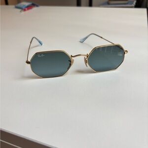 Ray-Ban Gold Frame with Blue Lenses Sunglasses